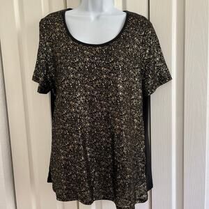 JACLYN SMITH Women’s Short Sleeve Sparkly T-Shirt XXL Black w/gold Vintage